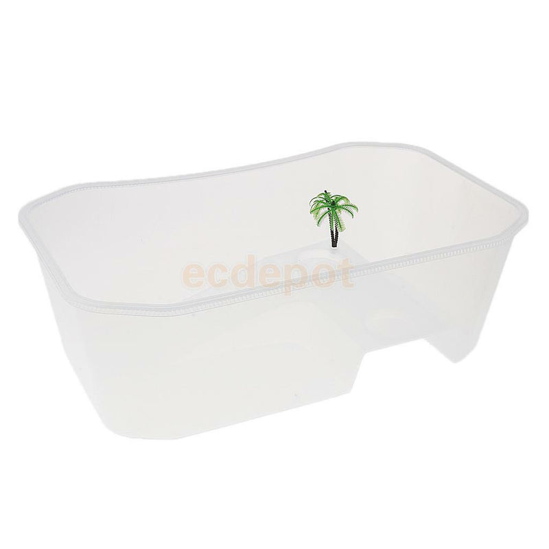 Reptile Tortoise Turtle Vivarium Tank Fish Aquarium with Coconut Tree White