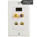 1080p Single Port 1-Port HDMI Wall Plate RCA F Audio Dual Ethernet RJ45 Jack