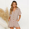 Summer Short Sleeve Jumpsuit Linen Button Playsuit Women Solid V-Neck Casua H3W5