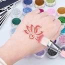 Women Glitter Tattoo Kit Semi-permanent Tattoo Decals Matching Template R1B1