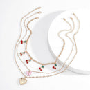 Acrylic Butterfly Heart Pendant Necklace Women Multilayer Cherry Choker JewSEAU