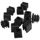 12 Pc 16mm x 16mm Square Striated Plastic Table End Plugs Inserted Tube