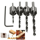 4pcs HSS Countersink Wood Drill Steel Countersink Drill Set 5 Flute 3mm-6mm FT