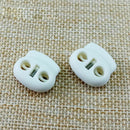 25pcs White Plastic 2 Holes 5mm Dia Spring Cord Lock Stopper Toggles M3V6