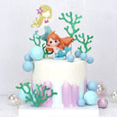 6PCS Starfish Mermaid Happy birthday Cake Toppers Cupcake Baby Shower DIY Gi Gw