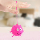 Cartoon LED Light Up Glowing Hair Flash Ball Kids Fun Squeeze Anti Stress ToysSP