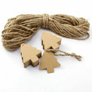 100x fir tree cardboard kraft label with jute cord 5.3x6cm for hanging writ T8R4