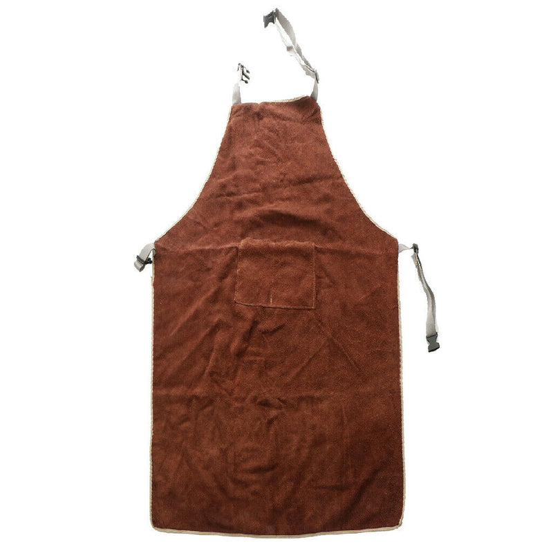 Welder Apron Heat Insulation Welding Artificial Cowhide Brown 95x65cm
