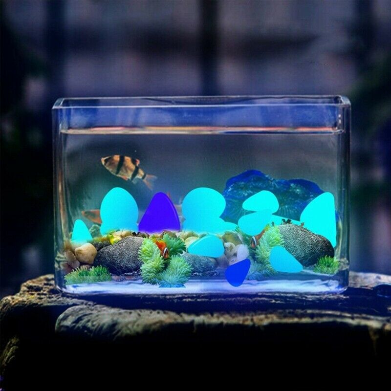 500Pcs in Dark Garden Glowing Pebbles for Walkway Aquarium Fish Tank Decora