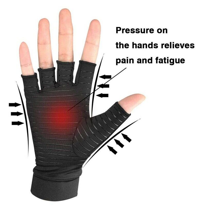 Copper Infused Compression Arthritis Gloves for Men & Women, Fingerless Car J7C2