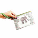 Canvas Coin Purses for Women ID Card Holder Zipper Clutch Pouches with Wris C2N1