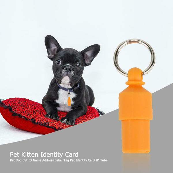 Pet Dog Cat ID Name Address Label Tag Pet Identity Card ID Tube (Orange)