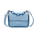 Solid PU Shoulder Bag Women Acrylic Chain Crossbody Small Handbag (Blue)