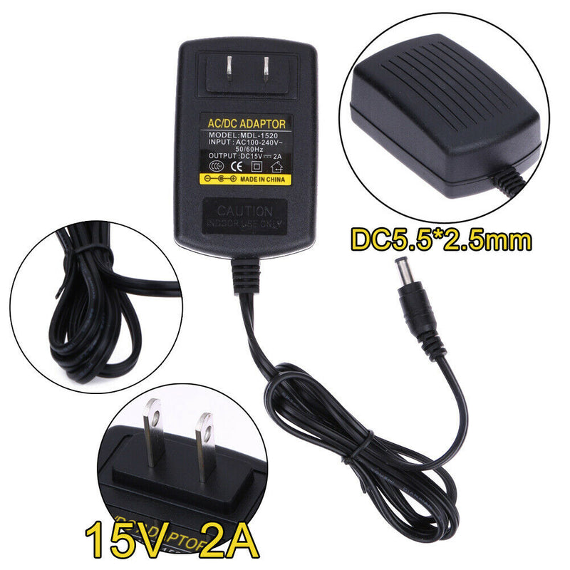DC15V 2A Adapter AC 100V-240V to DC 15V Converter Power Supply Adapter