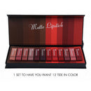 12 Colors Matte Lipstick Set, Non-stick Cup Waterproof Long Lasting, Beauty Make