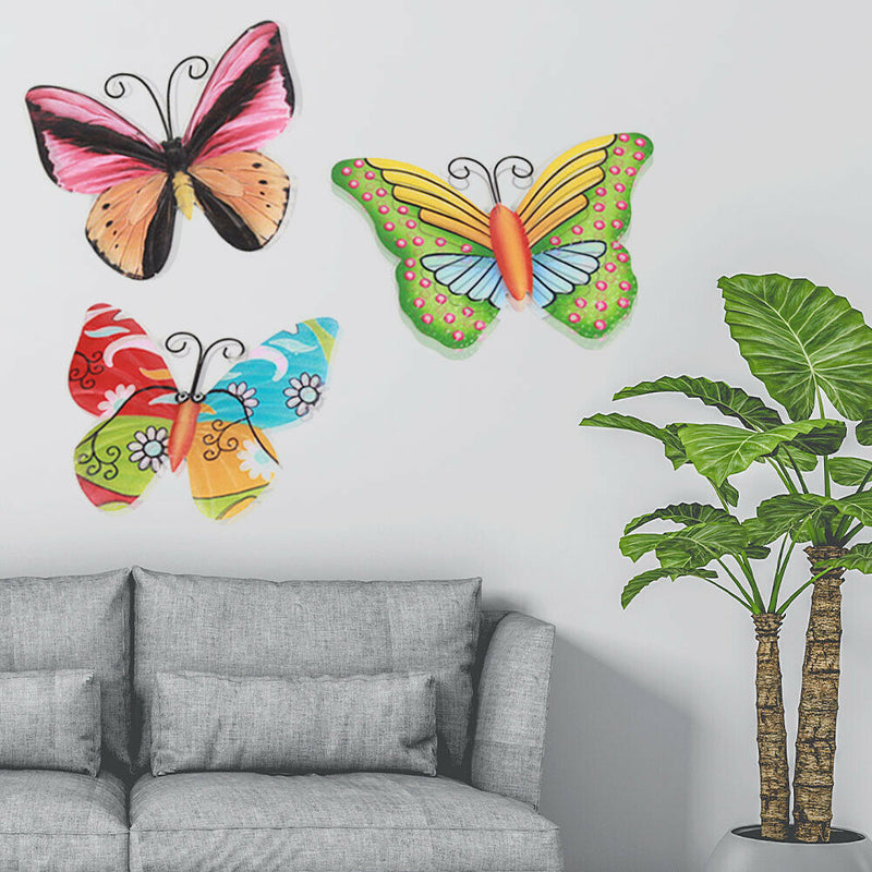 3pcs Iron Butterfly Home Decor Sculpture Bedroom Indoor Outdoor Wall Art Office