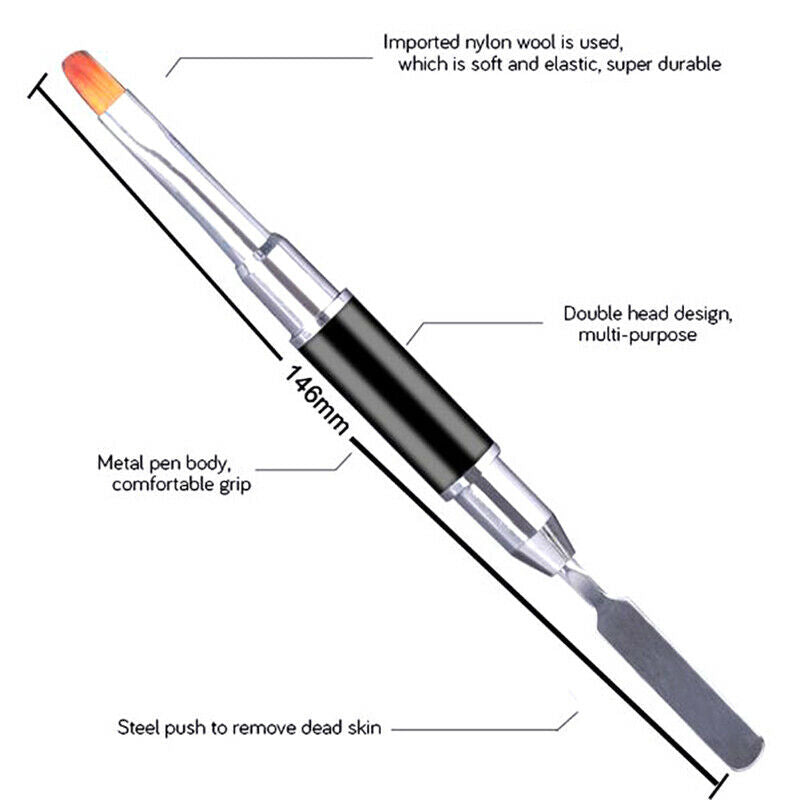 2-In-1 Double-Ended Picker Stainless Steel Nail Tool Flower Brush Dual-Use P Bj