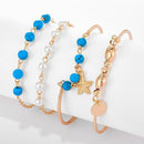 4pcs Retro Shell Flower Bracelet Slice Bangles Women Jewelry Gift (Style 7) A