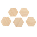 5 Pieces Natural Wood Hexagon Plaque Sign Slices Unfinished Wooden Shapes