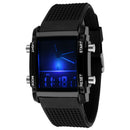 Unisex Watch Date Digital Quartz Waterproof LED Colorful Watch (Black)