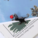 New Enamel Black Cat Playing Ball Brooch Collar Pins Animal Corsage Jewelry  OZ