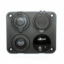 4 Function Panel Dual USB Charger Green LED Volt 12V Power Outlet ON-OFF Sw