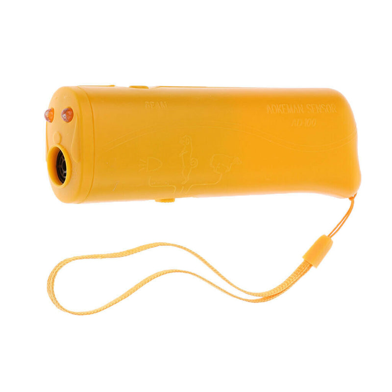 Ultrasonic LED Dog Repeller Trainer Dog Anti Bark Flashlight Type 2 Yellow