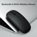 Dual Mode 2.4GHz Wireless + Bluetooth Mouse Rechargeable PC Mice (Black)
