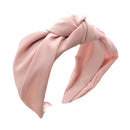 Women Headband Knot Solid Wide-brimmed Fabric Girl Hair Accessories (Pink) A