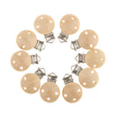 10 Pcs Baby Pacifier & Soother Clips Natural Wooden 3 Holes Teat Clips