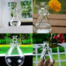 Clear Glass Angel Shape Flower Plant Hanging Vase Container Decor Plants Bottle