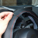 Black+Red PU Leather DIY Car Steering Wheel Cover 38cm With Needle And Thread3C