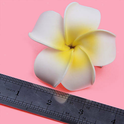 Woman Hawaiian Frangipani Plumeria Flower Hair Clip Pin Brooch Accessory Yellow