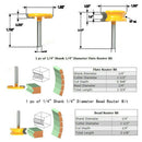 2Pc T Type 1/4" Shank Flute&Bead Router Bit Woodworking Panel Cutter Tool 1-1/2"