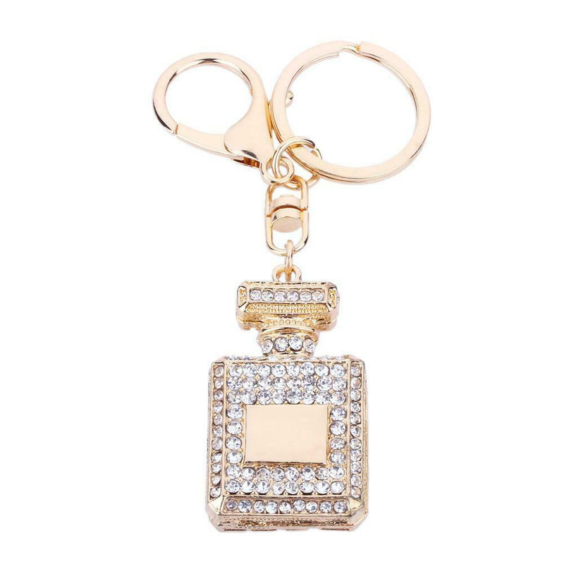 Rhinestone Crystal Perfume Bottle Key Ring Keychain Bag Pendant for Girls