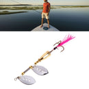 Fishing Lure Metal Rotate Sequins Spinner Spoon Baits Feather Fishhook Tackle