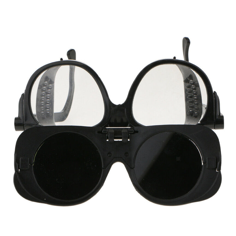Black Welding Soldering Safety Goggles Flip Up Eye Dual Lens Protection Glasses