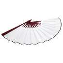 Men Women Wood Handle Fabric Folding Hand Fan 13-inch Length Whtie