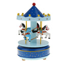 Wooden Merry-GO-Round Carousel Music Box  Wind Up Music Box  Blue with Dot