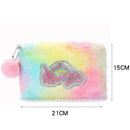Fashion Women Plush Handbag Clutch Zip Pencil Case Cosmetic Bag (Mix Color) A