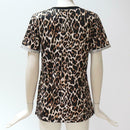 Chiffon Women T-Shirt Short Sleeve Leopard Fashion Summer Tops (M)