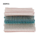 600Pcs 30 Values 1/4W Metal Film Resistor Resistance Package Kit Set