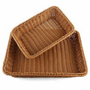 1X(Bread Basket 2Pcs Rectangle Imitation Rattan Woven Storage Basket For Fr