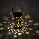 Star Moon Solar LED Iron Art Lantern Light Garden Yard Outdoor Decor Lamp A
