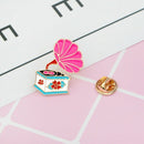 5X(Cartoon Phonograph Gramophone Brooch Pin Button Pink Enamel Icon Backpa X4D1)