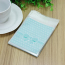 50 Pcs Plastic Adhesive Dot Bowknot Design Blue Bag For Candies Cookies Biscuit