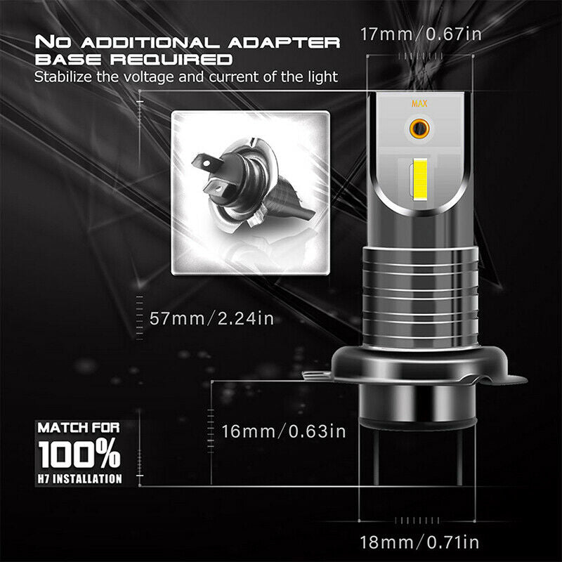 2X 110W 30000LM M7 H7 LED Car Headlight Conversion Globes Canbus Bulb Beam 6 Gw