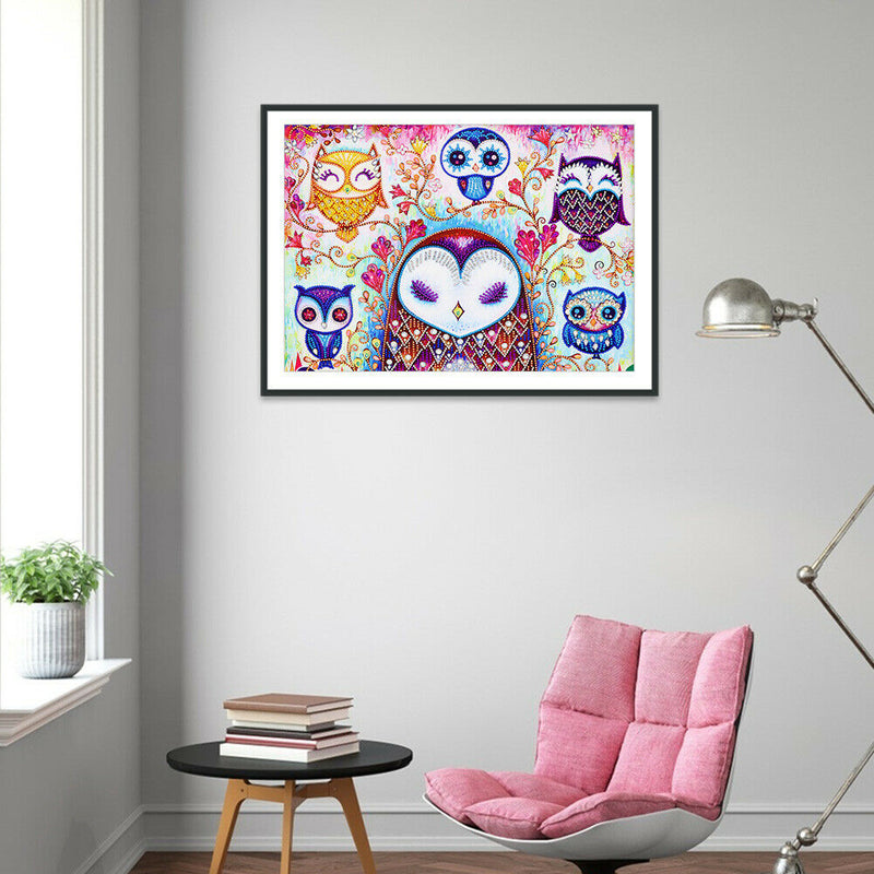 5D DIY Special Shaped Diamond Painting Owl Cross Stitch Mosaic Craft Kit