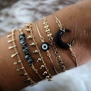 6pcs European Moon Bracelet Punk Retro Plated Bangles Women Jewelry Gift A