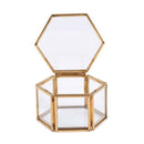 Geometric Clear Glass Jewelry Box Jewelry Organizer Holder Tabletop Succule D7C8